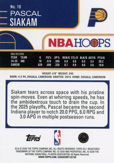 2025-26 Hoops - 010 | Pascal Siakam