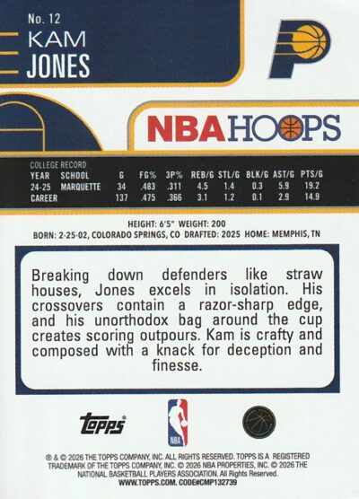 2025-26 Hoops - 012 | Kam Jones