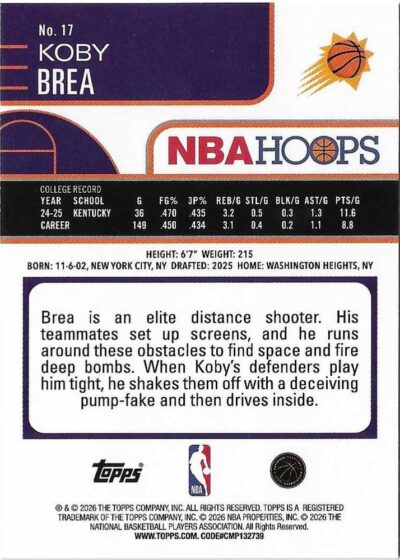2025-26 Hoops - 017 | Koby Brea
