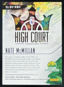 Nate McMillan | 2019-20 Panini Court Kings High Court Sapphire #HC-NMC Auto SN