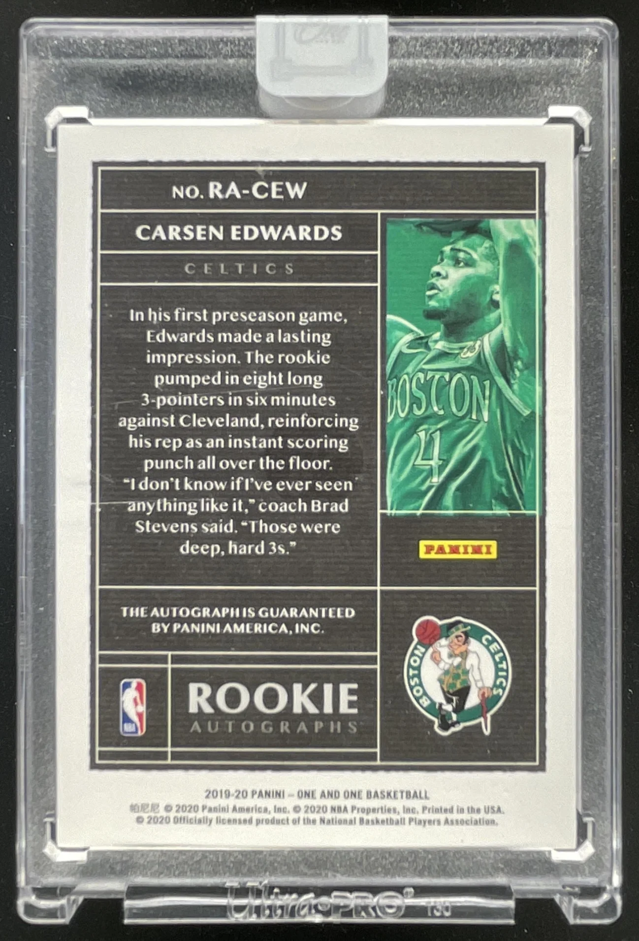 Carsen Edwards | 2019-20 Panini One and One Rookie Autographs #RA-CEW RC Auto SN