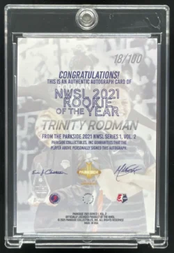 Trinity Rodman | 2021 Parkside NWSL Rookie of the Year Autograph Red Ink Auto SN