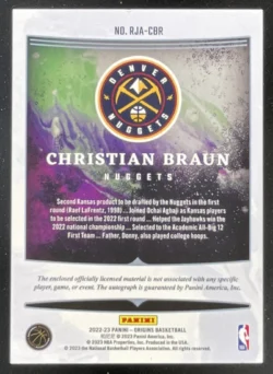 Christian Braun | 2022-23 Panini Origins Rookie Jersey Autographs #RJA-CBR RC Auto