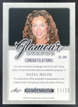 Sofia Milos | 2022 Leaf Metal Pop Century Glamour Graphs Purple Wave #SM1 Auto SN