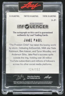 Jake Paul | 2022 Leaf Pop Century Influencer Autographs #IA-JP1 Auto SN