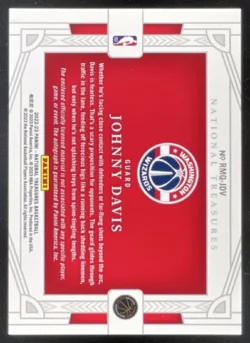 Johnny Davis | 2023 National Treasures Rookie Materials Quad #RMQ-JDV Auto SN