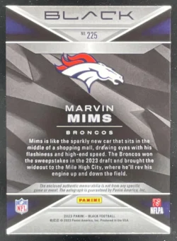 Marvin Mims | 2023 Panini Black Royal #225 RC Patch Auto