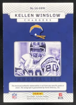 Kellen Winslow | 2024 Panini Illusions Immortalized Jersey Blue #IJA-KWW Auto SN