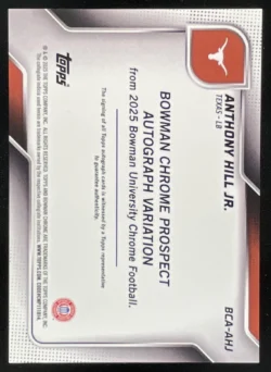 Anthony Hill Jr. | 2025 Bowman Chrome University Prospect Autograph #BCA-AHJ Auto