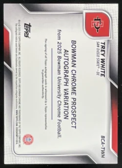Trey White | 2025 Bowman Chrome University Prospect Blue Mini-Diamond Auto