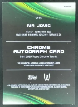 Iva Jovic | 2025 Topps Chrome Autographs Refractor #CA-IJC Auto