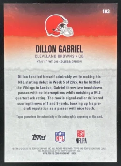 Dillon Gabriel | 2025 Topps Signature Class Rookie Class Chrome #103 RC Auto