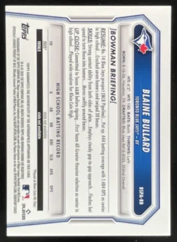 Blaine Bullard | 2026 Bowman Sapphire Chrome Prospects Gold #BSPA-BB RC Auto SN
