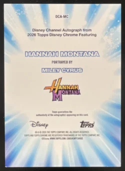 Hannah Montana | 2026 Topps Chrome Disney Channel Green Miley Cyrus as Auto SN