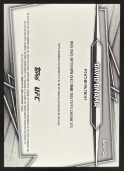 David Onama | 2026 Topps Chrome UFC Autograph Black Refractor #BAV-DO RC Auto