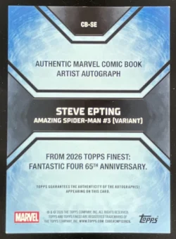 Steve Epting | 2026 Topps Marvel Finest Comic Book Artist Green #CB-SE Auto