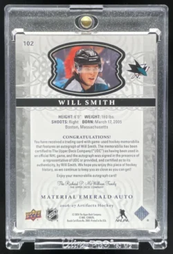 Will Smith | 2026 Upper Deck Artifacts Auto Material Emerald Stars #102 Auto SN