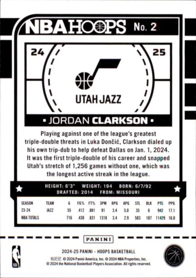 2024-25 Hoops - 002 | Jordan Clarkson