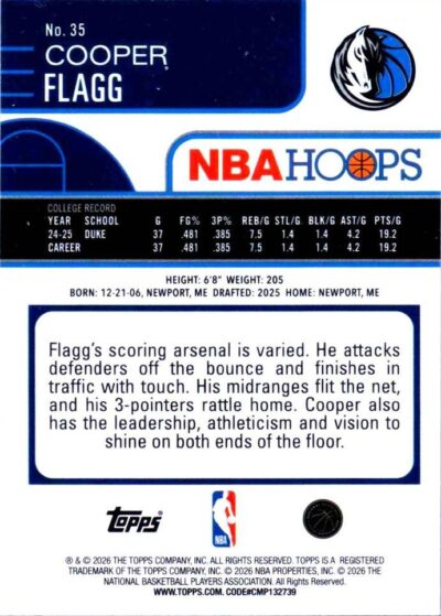 2025-26 Hoops - 035 | Cooper Flagg