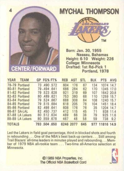 1989-90 Hoops - 004 | Mychal Thompson