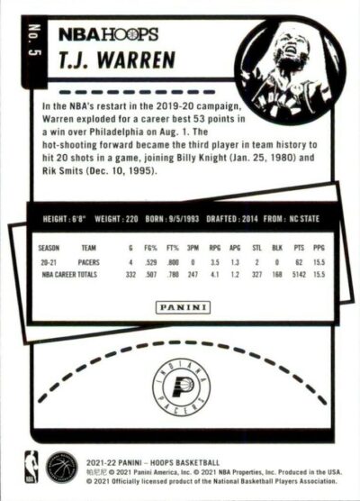 2021-22 Hoops - 005 | T.J. Warren