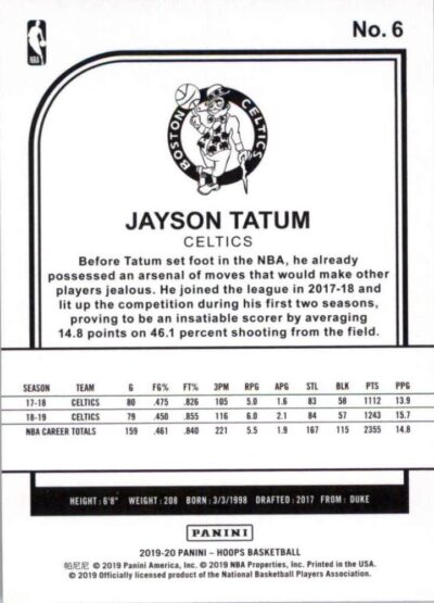 2019-20 Hoops - 006 | Jayson Tatum