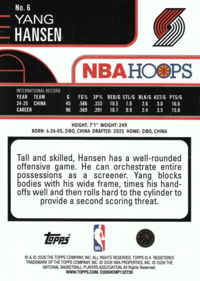 2025-26 Hoops - 006 | Yang Hansen